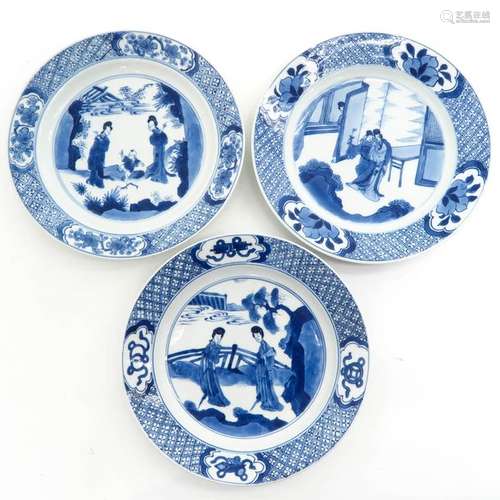 Three Blue and White Plates