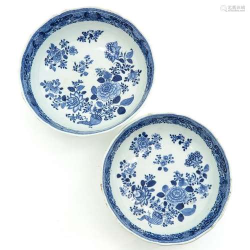 Two Blue and White Decor Bowls