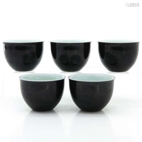 Five Black Glaze Cups