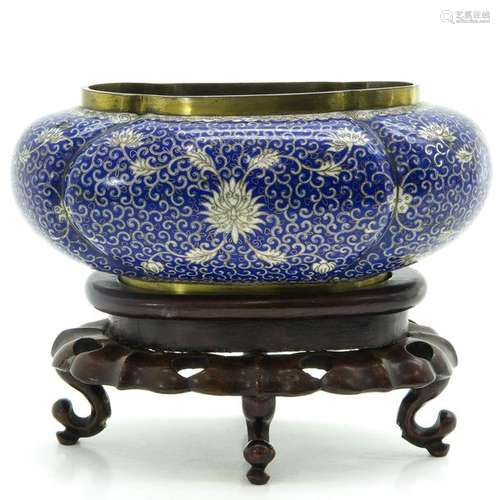 A Cloisonne Censer on Wood Base