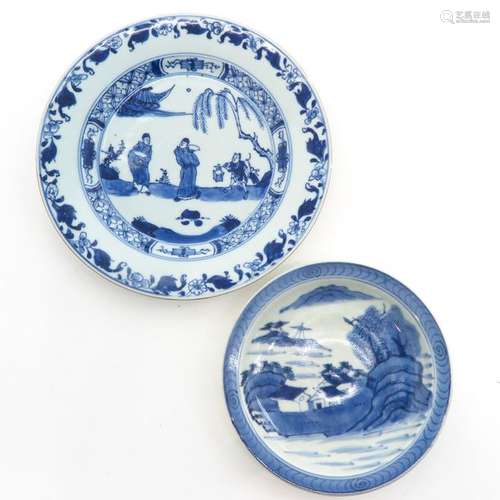 Two Blue and White Decor Plates