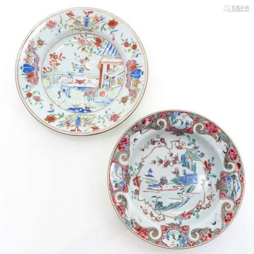 Two Famille Rose Decor Plates