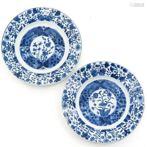 Two Blue and White Decor Plates