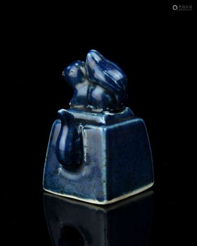 A Chinese Blue Glazed Porcelain Water Dropper