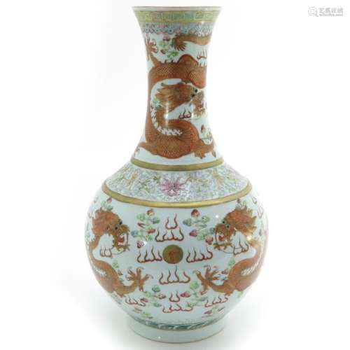 A Famille Rose Decor Bottle Vase