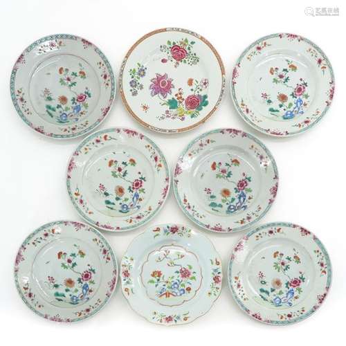 Eight Famillie Rose Plates