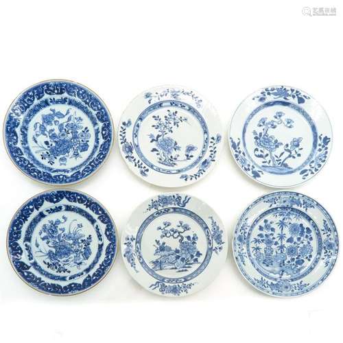 Six Blue and White Decor Plates