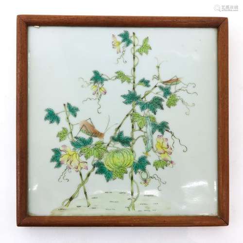 A Framed Famille Rose Decor Chinese Tile