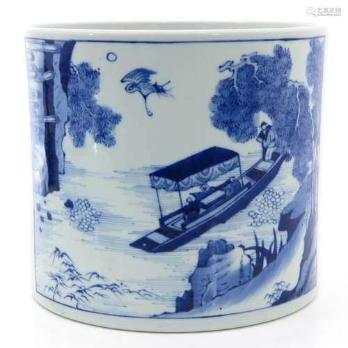 A Blue and White Decor Brush Pot