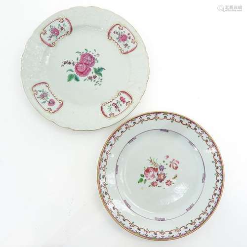 Two Famille Rose Plates