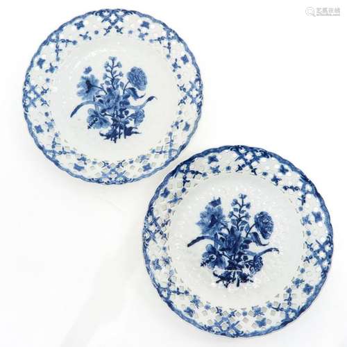 A Pair of Blue and White Plates