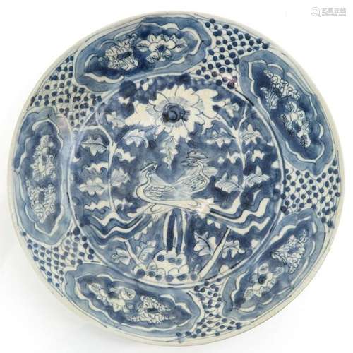 A Blue and White Stoneware Dish