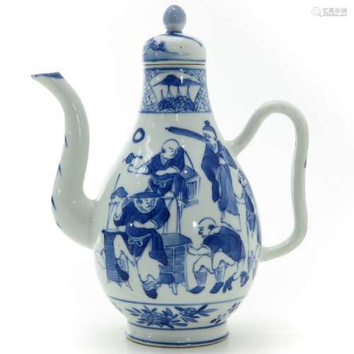 A Blue and White Decor Pitcher