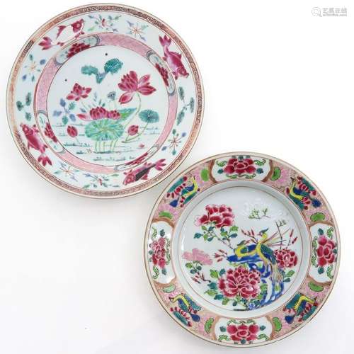 Two Famille Rose Decor Plates