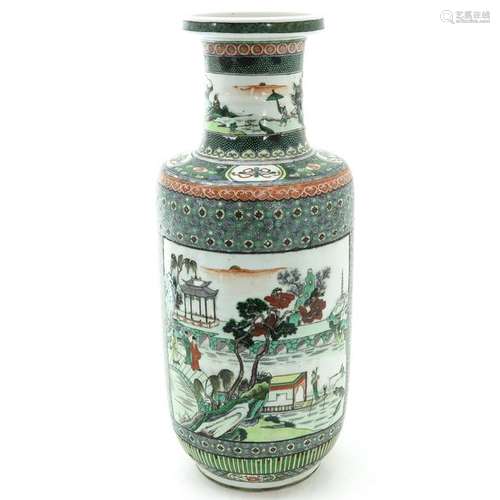 A Famille Verte Decor Roleau Vase