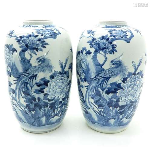 A Pair of Blue and White Vases