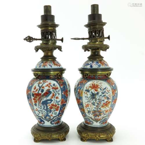 A Pair of Imari Lamps