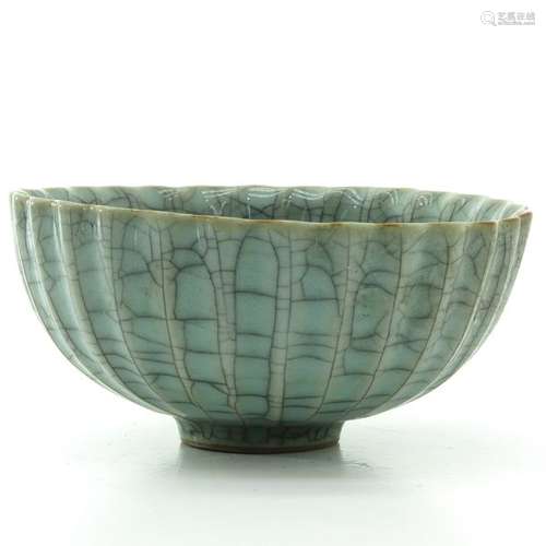 A Celadon Ribbed Bowl