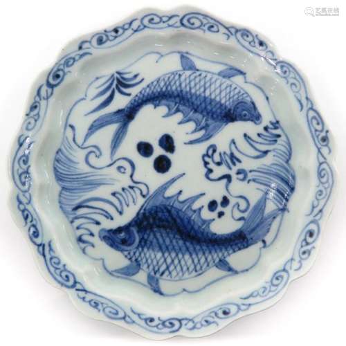 A Blue and White Fish Decor Dish