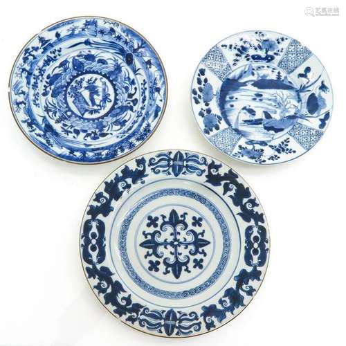 Three Blue and White Decor Plates