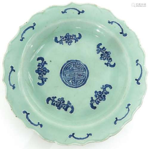 A Celadon and Blue Plate