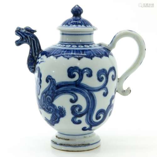 A Blue and White Dragon Decor Teapot