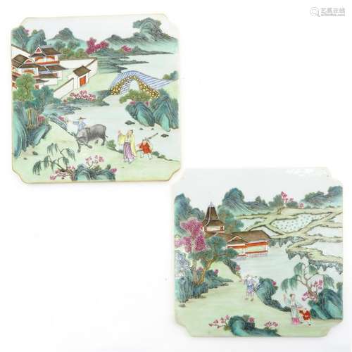 Two Polychrome Decor Tiles