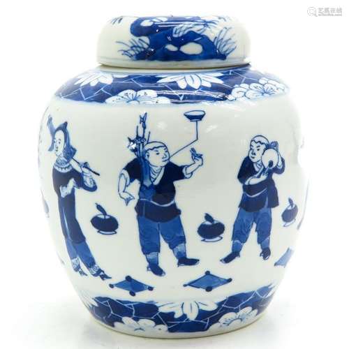 A Blue and White Decor Ginger Jar