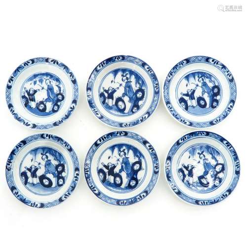 Six Blue and White Decor Small Plates