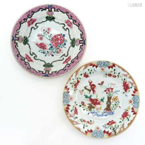 A Pair of Famille Rose Plates