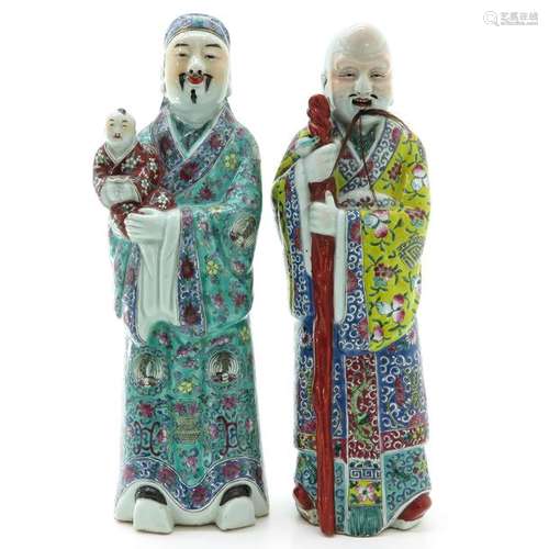 Two Chinese Polychrome Sculptures