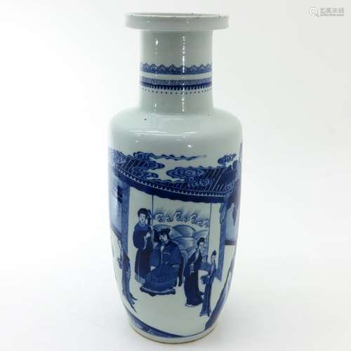 A Blue and White Roleau Vase