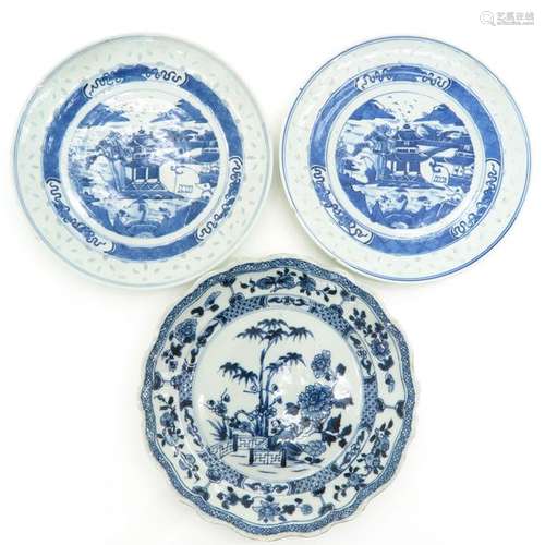 Three Blue and White Decor Plates