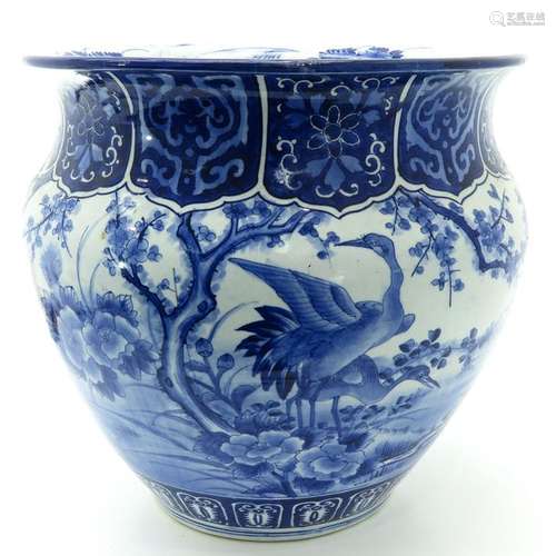 A Large Blue and White Decor Vase