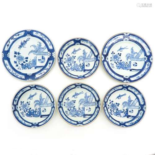 Six Blue and White Decor Plates