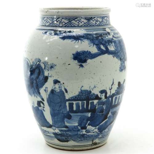 A Blue and White Stoneware Vase