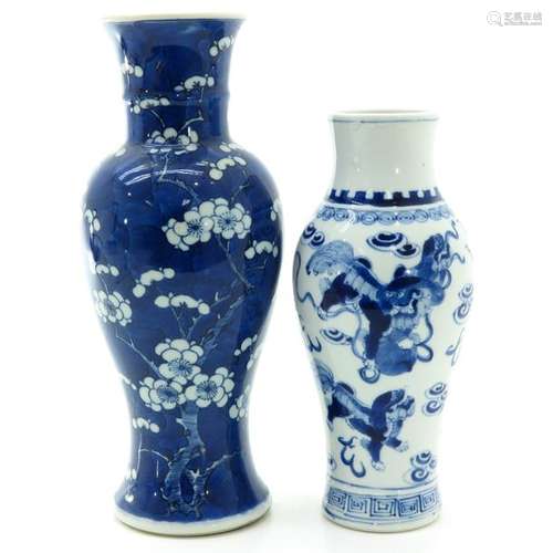 Two Blue and White Vases