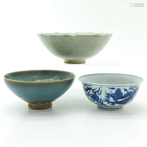 Three Diverse Porcelain Bowls