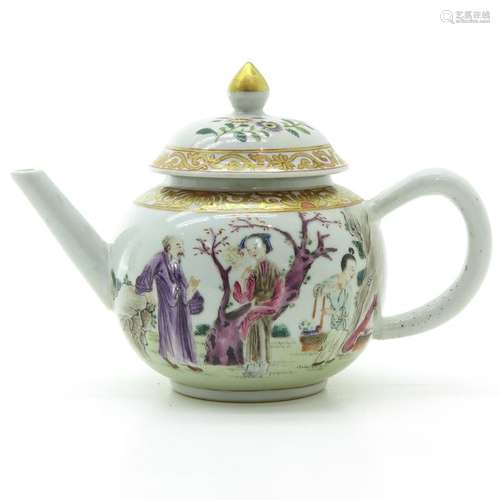 A Polychrome and Gilt Decor Teapot