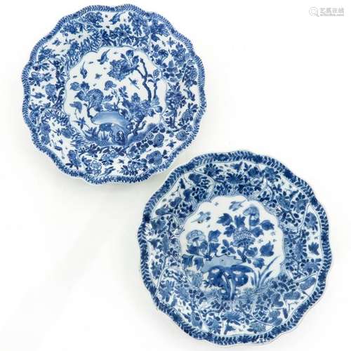 A Pair of Blue and White Plates