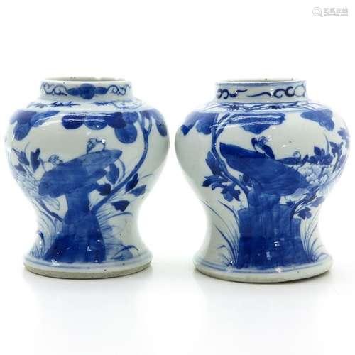 A Pair of Blue and White Vases