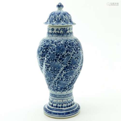 A Blue and White Decor Vase with Cover