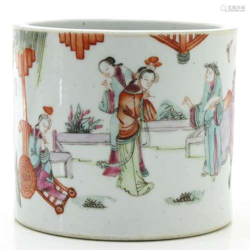 A Famille Rose Brush Pot