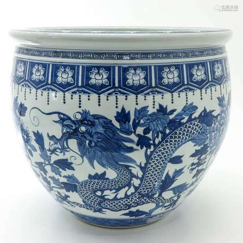 A Blue and White Decor Fish Bowl