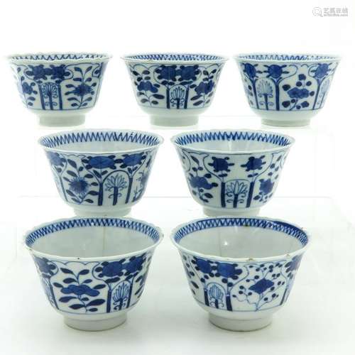 Seven Blue and White Cups