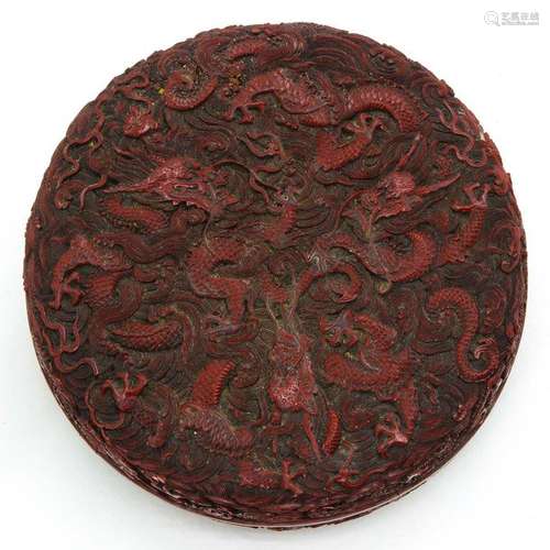 A Carved Cinnabar Box