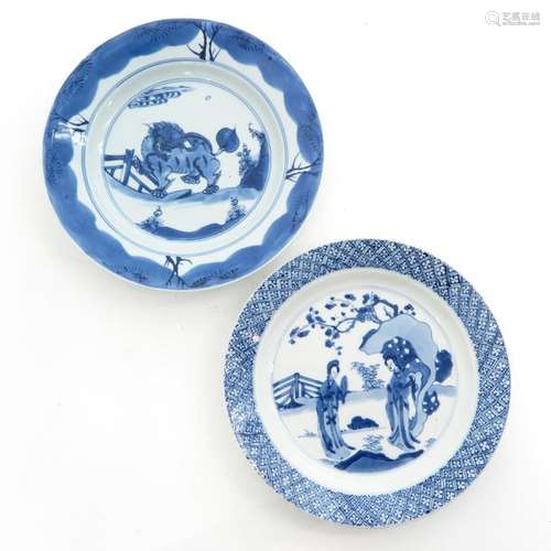 Two Blue and White Decor Plates