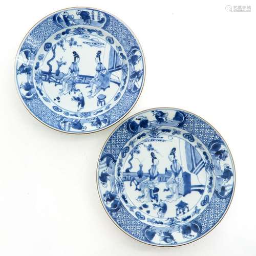 Pair of Blue and White Plates