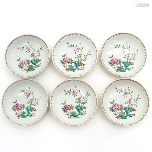 Six Famille Rose Decor Plates