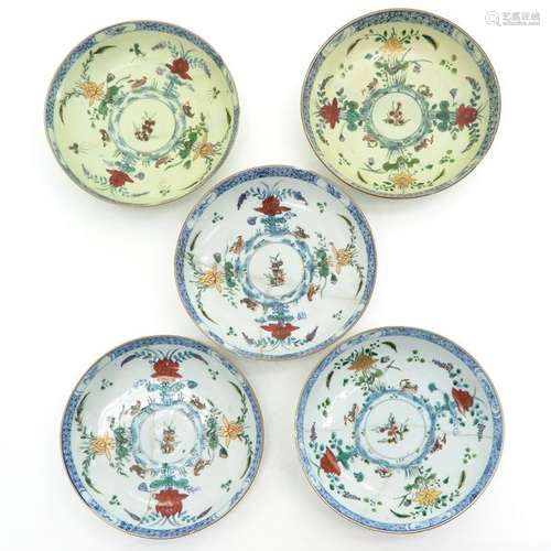 A Series of Five Doucai Plates